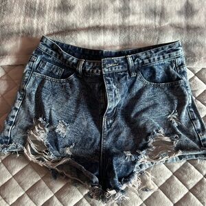 Distressed Denim Shorts